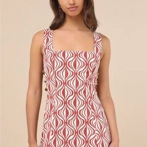 Lulu's Beaded Linen Patterned Dress